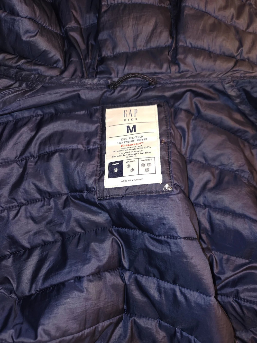 Kids Navy Hooded Puffer Jacket Medium